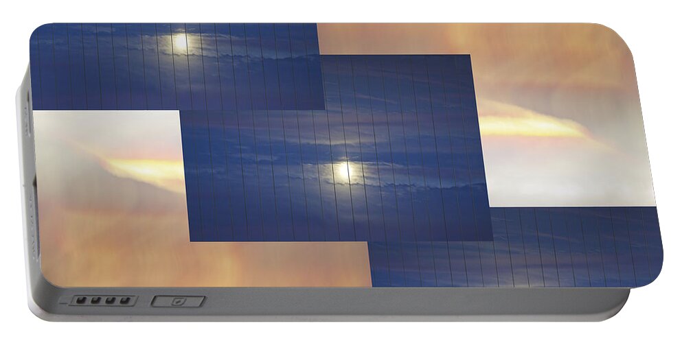 Design Portable Battery Charger featuring the photograph Moon Clouds Sunset 2 by SC Heffner
