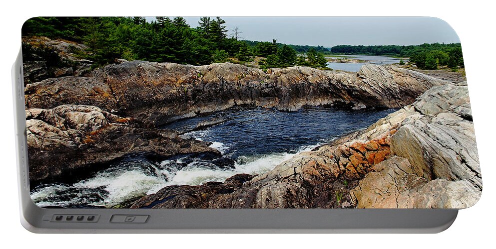 Waterfall Portable Battery Charger featuring the photograph Moon Landscape by Debbie Oppermann