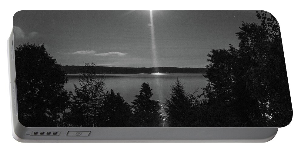 Moon Portable Battery Charger featuring the photograph Moon Over Torch Lake 3642 by Jana Rosenkranz