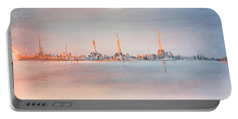Art Portable Battery Charger featuring the painting Moon Rise At Sunset by Jack Diamond