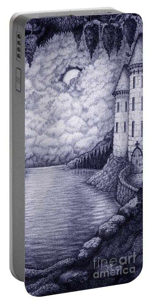Realism Portable Battery Charger featuring the drawing Moonlight by Debra Hitchcock