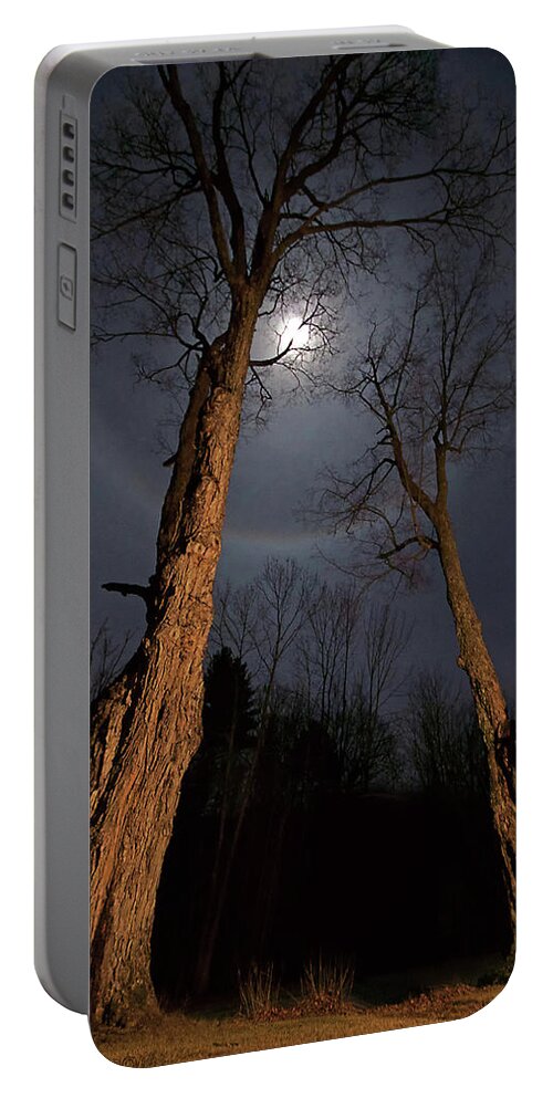 Trees Portable Battery Charger featuring the digital art Moonlight Sentinels by Jerry LoFaro