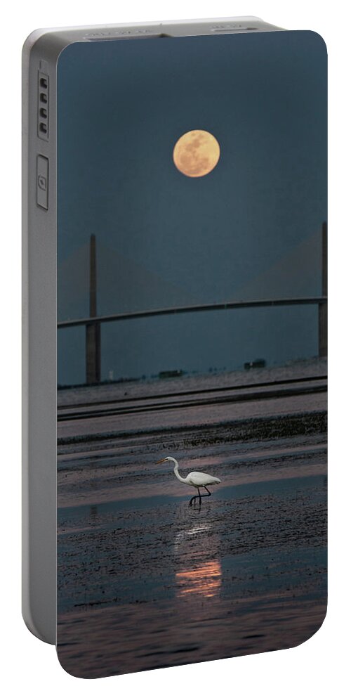 Moon Portable Battery Charger featuring the photograph Moonlight Stroll by Steven Sparks