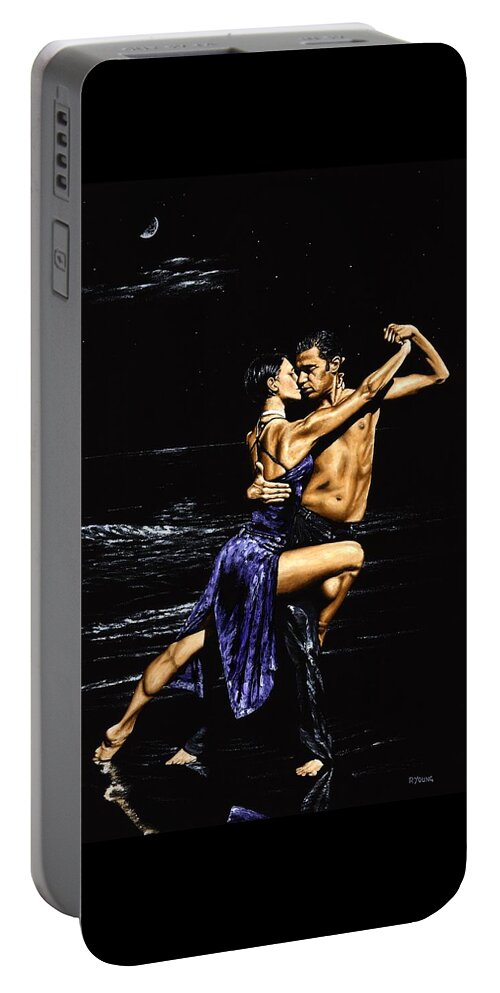 Moonlight Portable Battery Charger featuring the painting Moonlight Tango by Richard Young