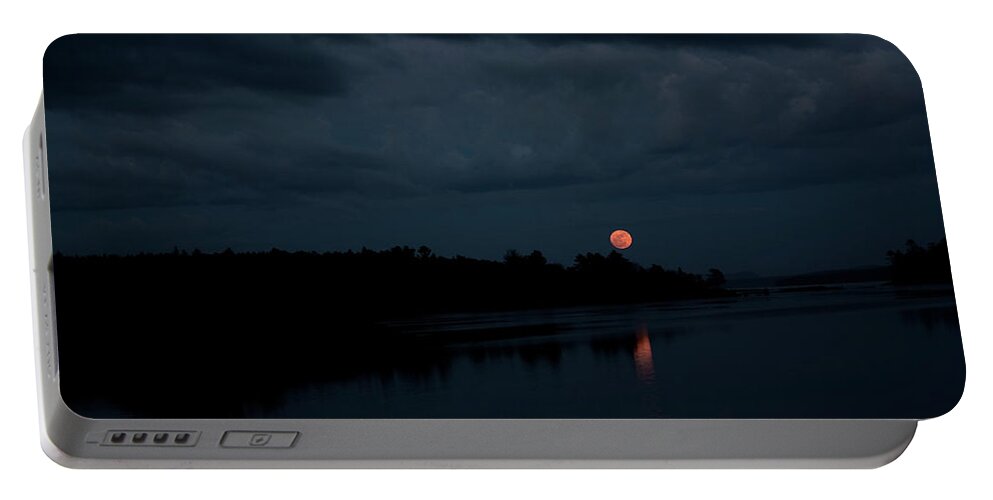 Night Portable Battery Charger featuring the photograph Moonrise Over Blue Hill Bay by Greg DeBeck