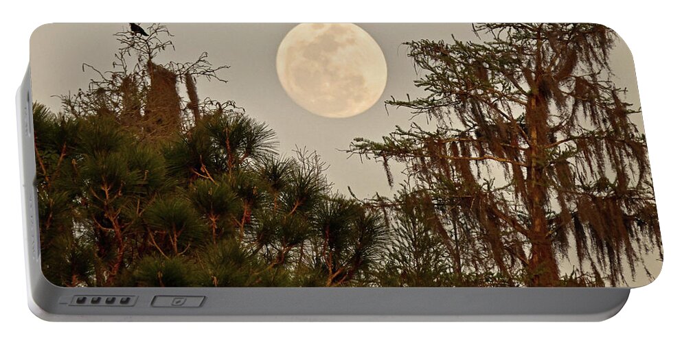 Moon Portable Battery Charger featuring the photograph Moonrise Over Southern Pines by Steven Sparks