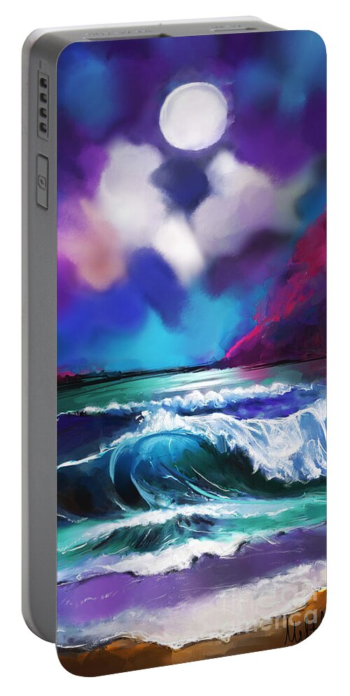 Moonscape Portable Battery Charger featuring the painting Moonscape by Melanie D