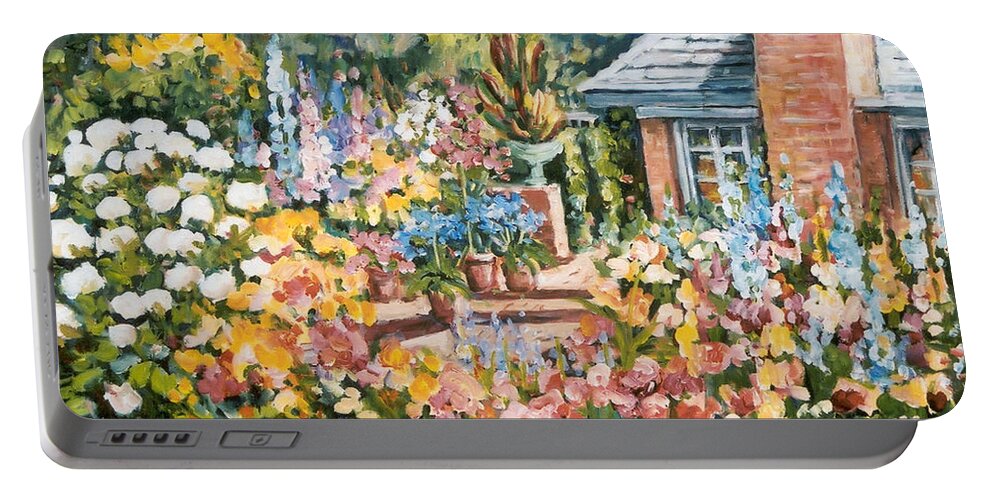 Ingrid Dohm Portable Battery Charger featuring the painting Moore's Garden by Ingrid Dohm