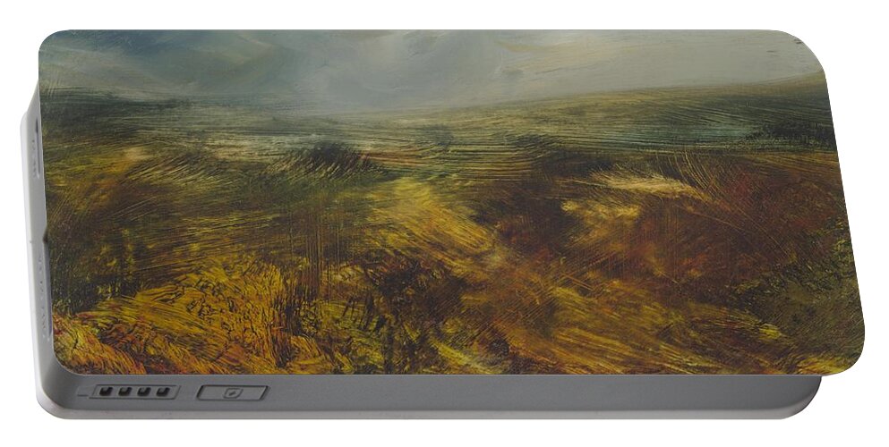 Moorland Portable Battery Charger featuring the painting Moorland 71 by David Ladmore
