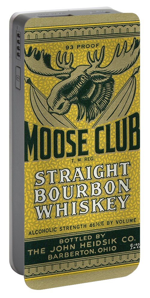 1935 Portable Battery Charger featuring the photograph Moose Club Bourbon Label by Tom Mc Nemar