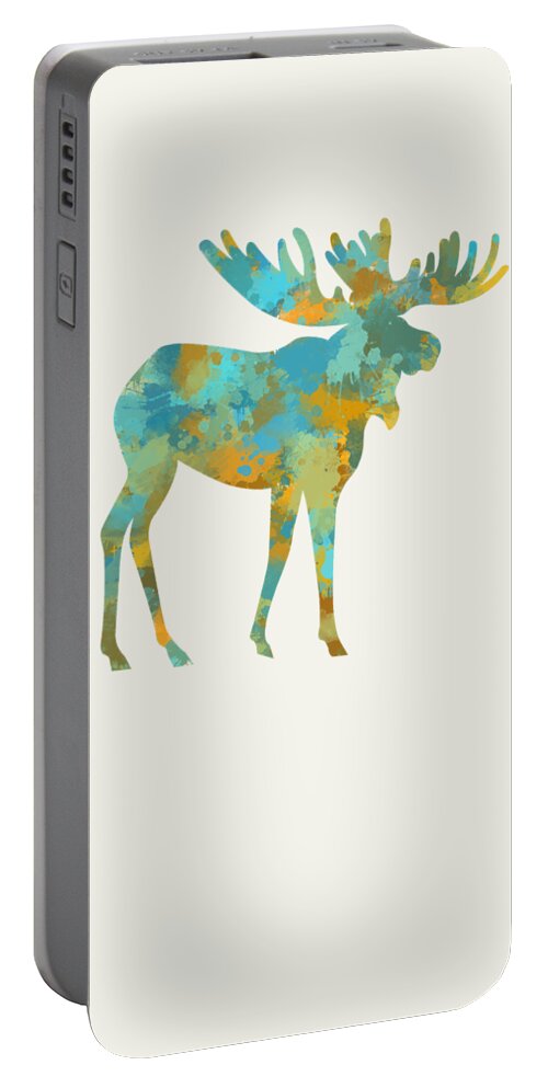 Moose Portable Battery Charger featuring the mixed media Moose Watercolor Art by Christina Rollo