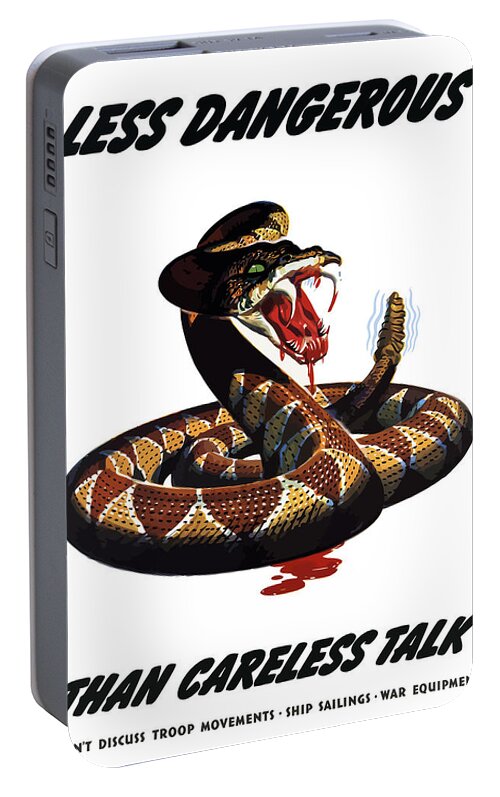 Rattlesnake Portable Battery Charger featuring the painting More Dangerous Than A Rattlesnake - WW2 by War Is Hell Store