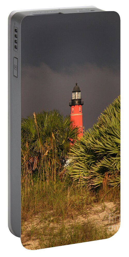Lighthouse Photography Portable Battery Charger featuring the painting Morning at the lighthouse 10-6-15 by Julianne Felton