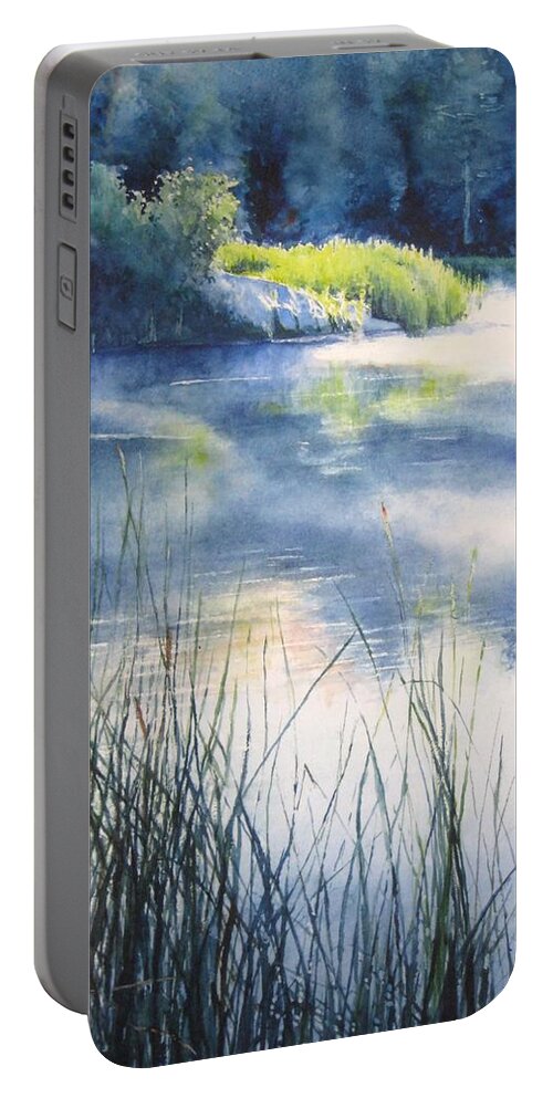 Landscape Portable Battery Charger featuring the painting Morning by Barbara Pease