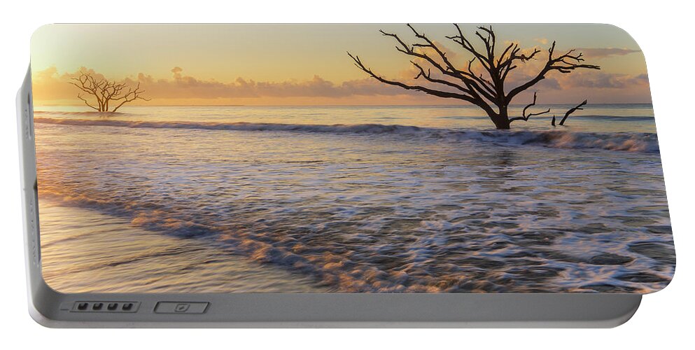 South Carolina Portable Battery Charger featuring the photograph Morning glow at Botany Bay beach by Stefan Mazzola