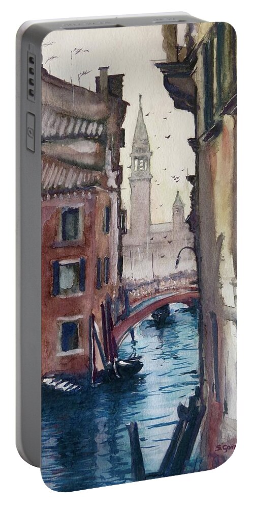 Painting Portable Battery Charger featuring the painting Morning In Venice by Geni Gorani