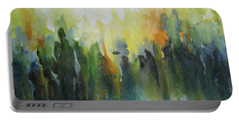  Portable Battery Charger featuring the painting Morning light by Elena Oleniuc