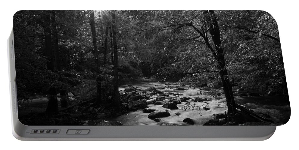 River Portable Battery Charger featuring the photograph Morning Light On The Stream by Mike Eingle