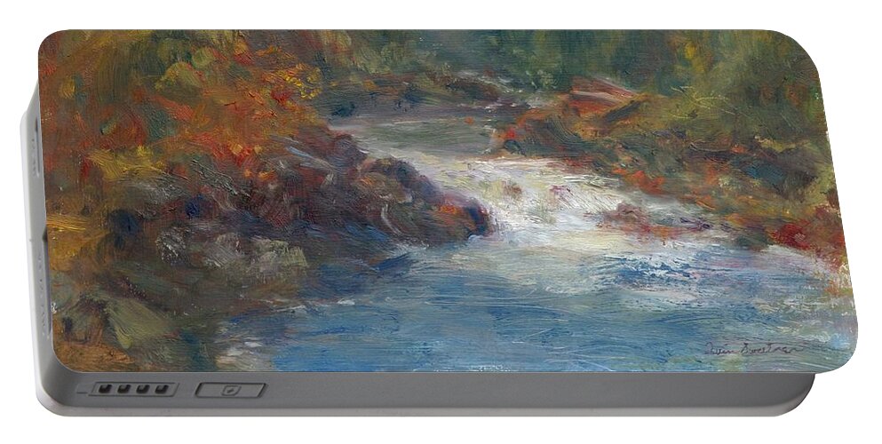 Quin Sweetman Portable Battery Charger featuring the painting Morning Muse - Original Contemporary Impressionist River Painting by Quin Sweetman