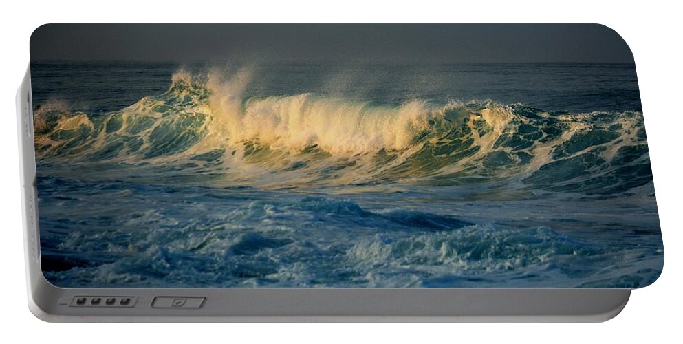 Ocean Portable Battery Charger featuring the photograph Morning Sea Spray by Lori Seaman