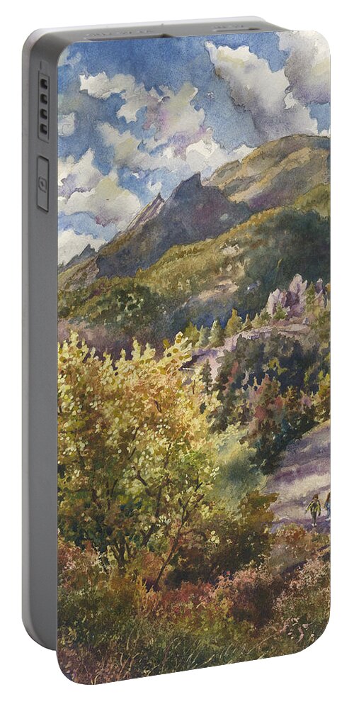 Autumn Painting Portable Battery Charger featuring the painting Morning Walk at Mount Sanitas by Anne Gifford