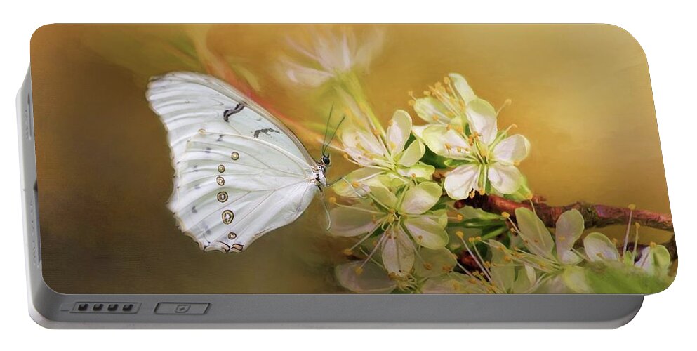White Morpho Portable Battery Charger featuring the photograph Morpho Luna by Eva Lechner