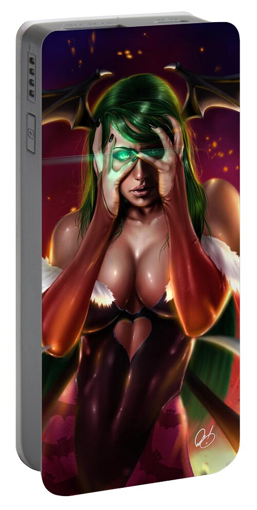 Comic Portable Battery Charger featuring the painting Morrigan 2 by Pete Tapang