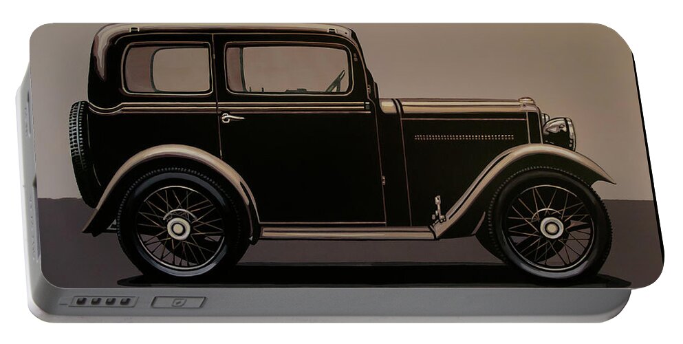 Morris Minor Portable Battery Charger featuring the painting Morris Minor Saloon 1928 Painting by Paul Meijering