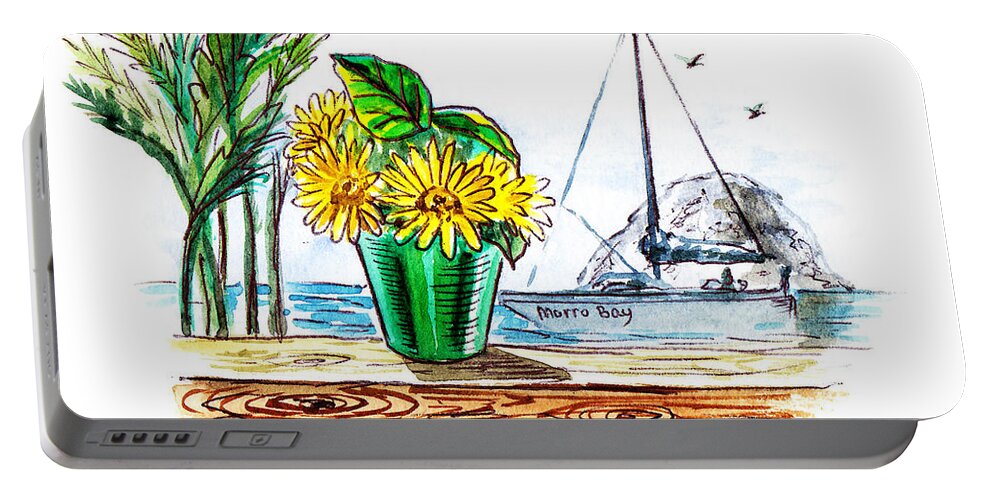 Morro Bay Portable Battery Charger featuring the painting Morro Bay California by Irina Sztukowski