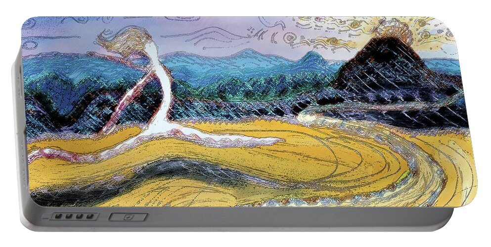 Zen Portable Battery Charger featuring the painting Morro Run Bliss by Shelley Myers