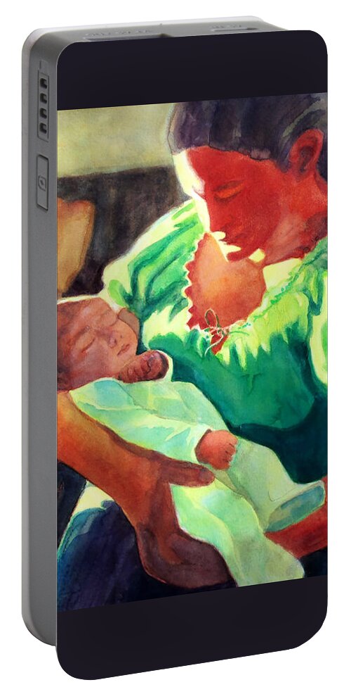 Paintings Portable Battery Charger featuring the painting Mother and Child in Red2 by Kathy Braud