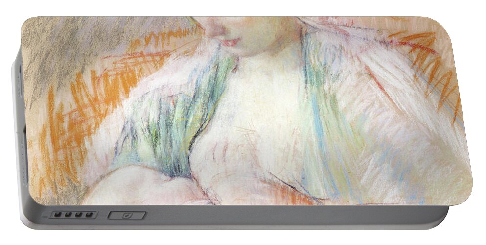 Breastfeeding Portable Battery Charger featuring the pastel Mother Rose Nursing Her Child by Mary Stevenson Cassatt