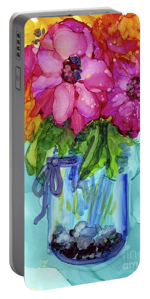 Flowers Portable Battery Charger featuring the mixed media Mother's Bouquet by Francine Dufour Jones