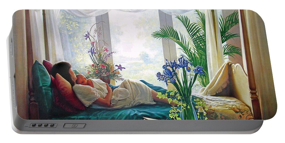 Mother Portable Battery Charger featuring the painting Mother's Love by Greg Olsen