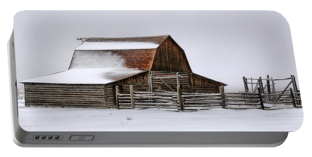 Moulton Barn Portable Battery Charger featuring the photograph Moulton Barn Whiteout by Adam Jewell
