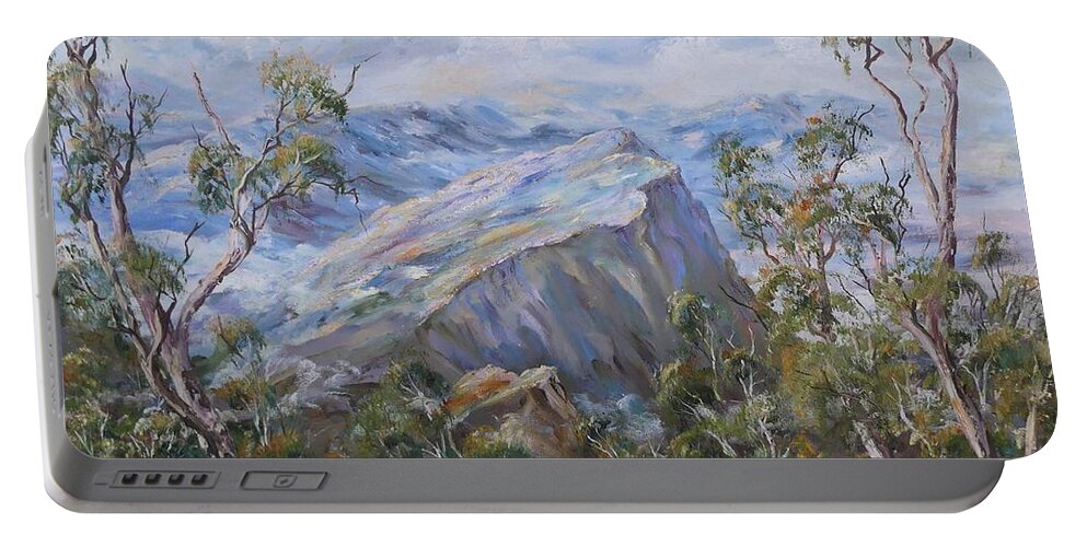Mount Abrupt Portable Battery Charger featuring the painting Mount Abrupt Grampians Victoria by Ryn Shell