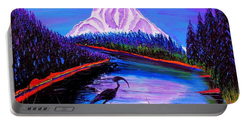  Portable Battery Charger featuring the painting Mount Hood At Dusk #42 by James Dunbar