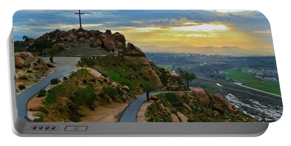California Portable Battery Charger featuring the photograph Mount Rubidoux Cross by Kyle Hanson