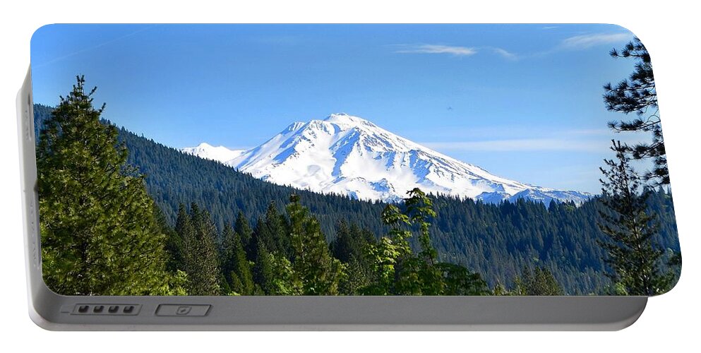 Mount Shasta Portable Battery Charger featuring the photograph Mount Shasta by Maria Jansson