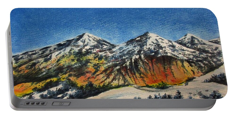 Art Portable Battery Charger featuring the painting Mountain -5 by Tamal Sen Sharma