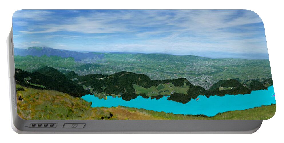 Bruce Portable Battery Charger featuring the painting Mountain Retreat by Bruce Nutting