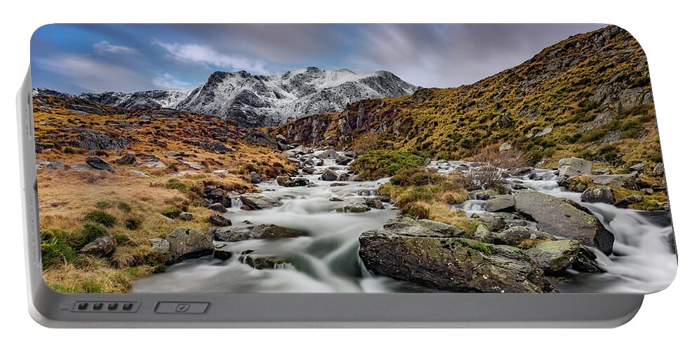 Cwm Idwal Portable Battery Charger featuring the photograph Mountain River Snowdonia by Adrian Evans