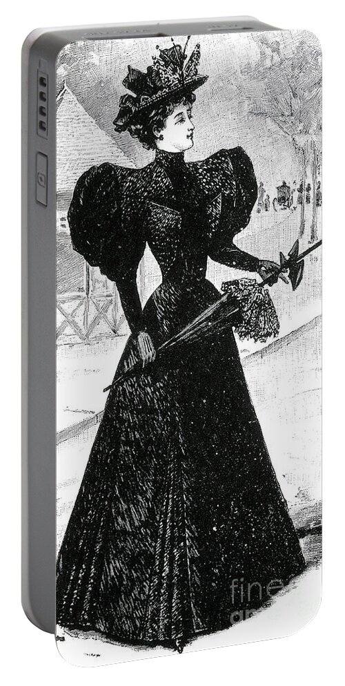 Fashion Portable Battery Charger featuring the photograph Mourning Dress, 1890s by Science Source