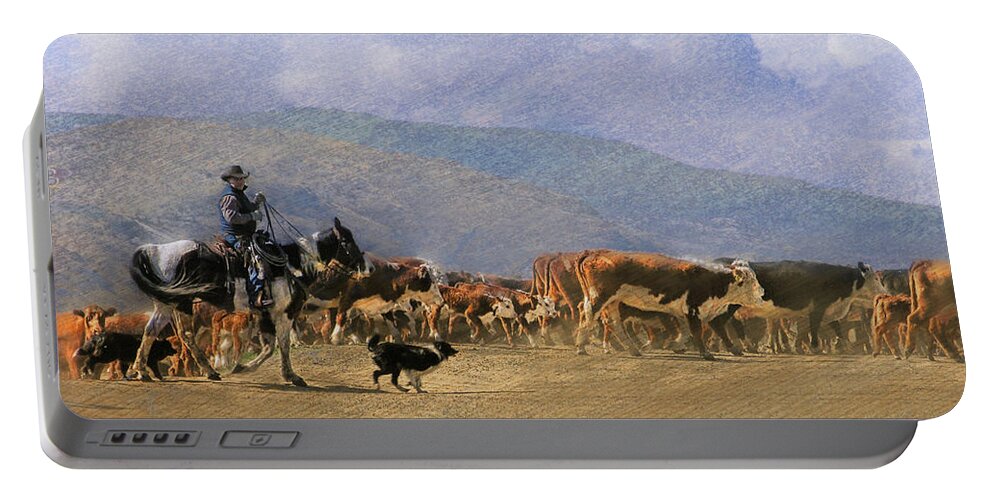 Cowboy Portable Battery Charger featuring the photograph Move Em Out by Ed Hall