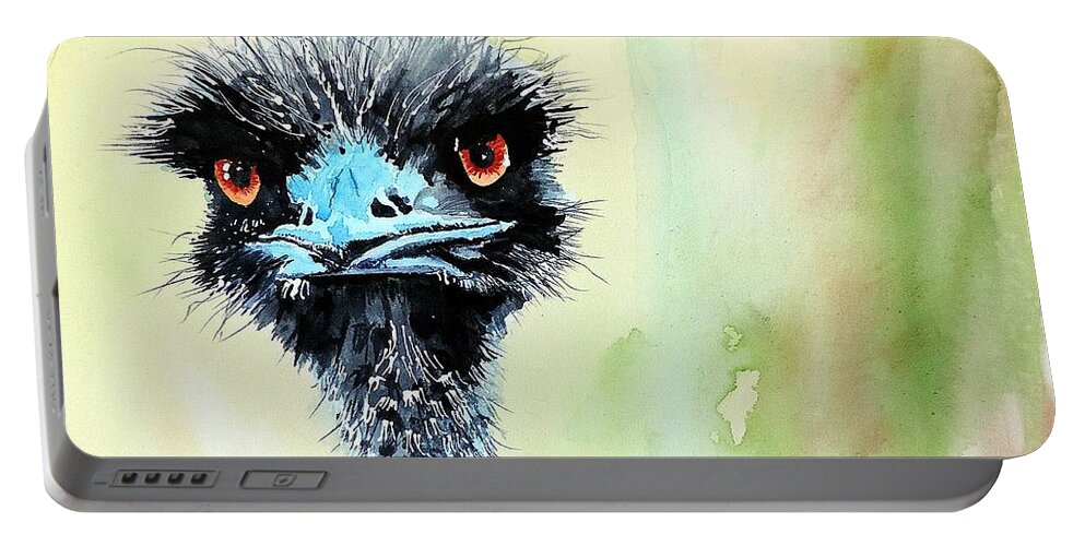 Grumpy Portable Battery Charger featuring the painting Mr. Grumpy by Tom Riggs