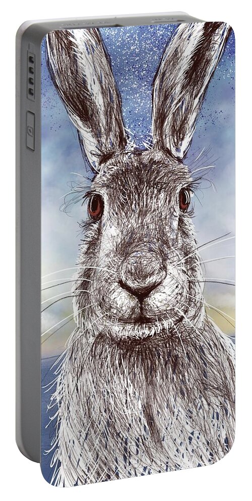 Bunny Portable Battery Charger featuring the digital art Mr. Rabbit by AnneMarie Welsh