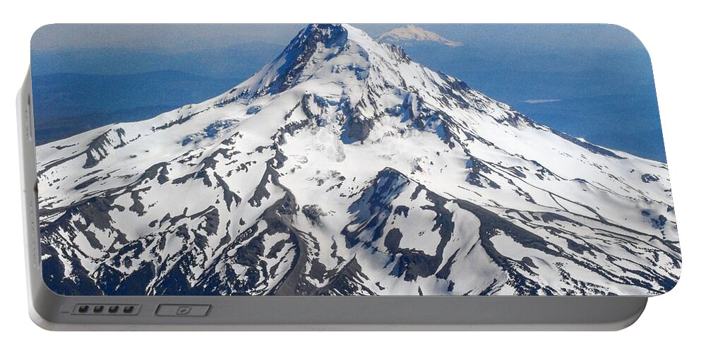 Mount Hood Portable Battery Charger featuring the digital art Mt. Hood from 10,000 feet by Michael Oceanofwisdom Bidwell
