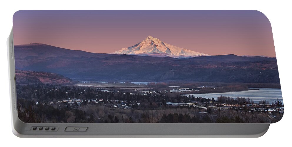 Volcano Portable Battery Charger featuring the photograph Mount Hood from Camas by John Christopher