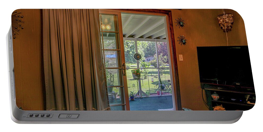 Real Estate Photography Portable Battery Charger featuring the photograph Mt Vernon Screen Room View from Family Room by Jeff Kurtz