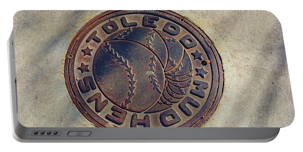 Toledo Mud Hens Portable Battery Charger featuring the photograph Mud Hens Man Hole Cover 5103 by Jack Schultz